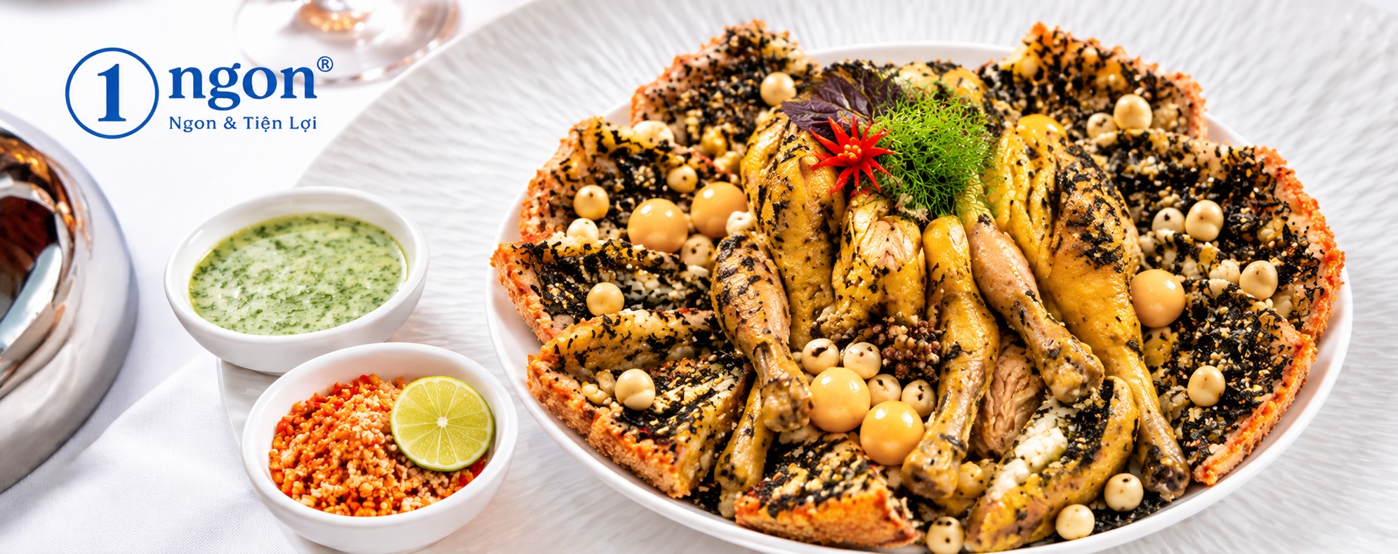 Gà ta bó xôi rong biển nước cốt dừa ôm hạt sen
